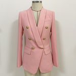 HIGH QUALITY 2020 Newest Fashion Designer Blazer Women's Double Breasted Lion Buttons Shawl Collar Blazer Jacket