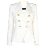 liva girl 2020 Fashion European Casual Slim fitness Metal Gold Button Jacket White Black Khaki Colors Female Blazer