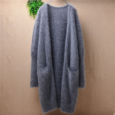 Hot sale new autumn and winter ladies high quality cardigan coat pure Angora rabbit fur knitted sweater mink warm clothing