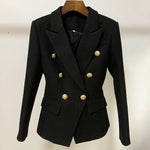 HIGH QUALITY Newest 2020 Runway Designer Blazer Jacket Women's Classic Lion Buttons Double Breasted Slim Fitting Blazer