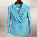 HIGH QUALITY Newest 2020 Runway Designer Blazer Jacket Women's Classic Lion Buttons Double Breasted Slim Fitting Blazer