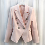 HIGH QUALITY Newest 2020 Runway Designer Blazer Jacket Women's Classic Lion Buttons Double Breasted Slim Fitting Blazer