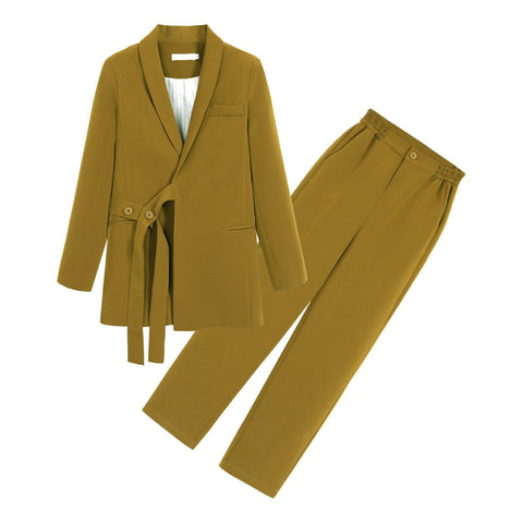 Casual Women's Pants Set Fashionable Plus Size Women's Blazer 2020 new loose mid-length women's jacket Fashion trousers M-5XL