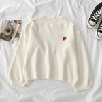 Fruits Embroidery Sweater Women Student Autumn 2019 Loose Oversize Long Sleeve Pullover Female Yellow White Korean Tops