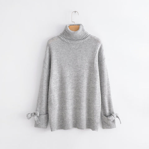 Women Turtleneck Sweater Autumn Solid O-Neck Casual Long Sleeve Loose Knitting Pullovers Sweaters LADY fashion