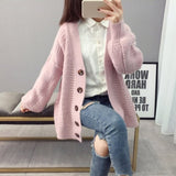 Women Sweater Harajuku Chunky Knitted Cardigan Loose Single-breasted Solid Color Knit Cardigan Sweater Coat Off Season