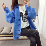 Women Sweater Harajuku Chunky Knitted Cardigan Loose Single-breasted Solid Color Knit Cardigan Sweater Coat Off Season