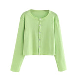 2020 summer new women 's solid green cardigan knitted sweater Casual two pieces set fashion streetwear sexy female tops
