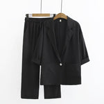 Women Spring Summer Pants Suits Office Lady Two-Piece Set Female Lapel Chiffon Blazer Jacket+ Trousers Business Slim Fit A31-087